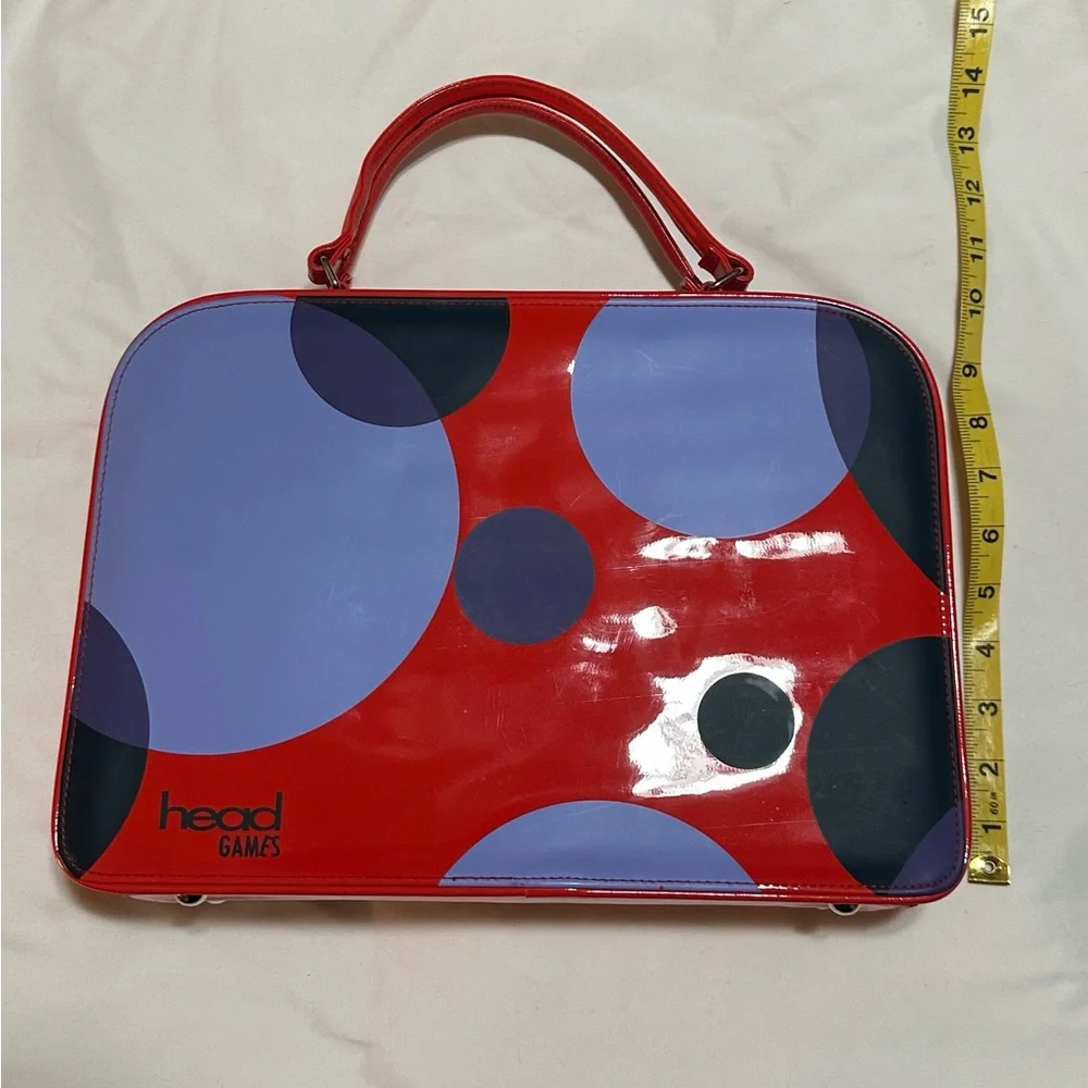 Head Games Retro Mod Polka Dot Red Patent Zipper Cosmetic Bag